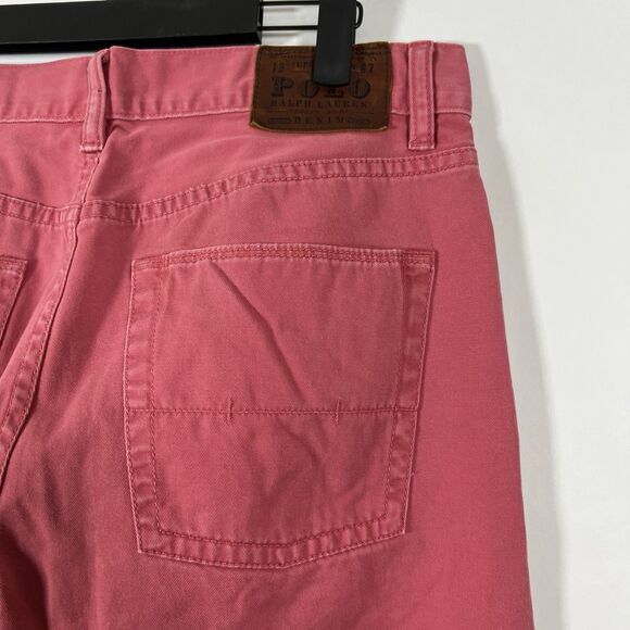 Vintage Polo Ralph Lauren Jeans Mens Size 32x32 Pink Navy Pony Straight Leg - Picture 14 of 16